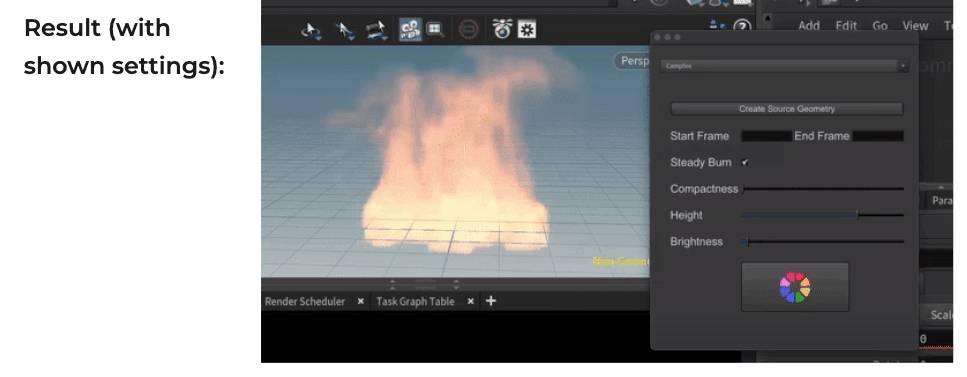Rendered result of Campfire simulation